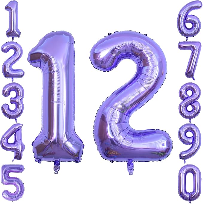 Purple Number 12 Balloon 40 Inch, Large Foil Number 12 Balloons by Unknown