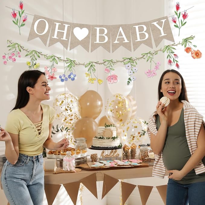 Weecent Pre-Strung 6ft Burlap Oh Baby Banner - Image 6