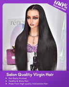 9x6 SKINLIKE Real HD Lace Closure Wig, Straight 180% Density 0.10mm Ultra-thin Swiss Lace Pre-plucked Bleached Small Knots With Baby Hair Natural Black Human Hair Wigs 22 Inch