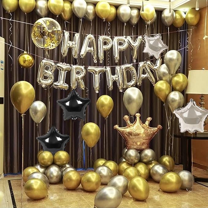 CANREVEL Happy Birthday Banner Decorations + 12Pcs Star Balloons, - Image 6