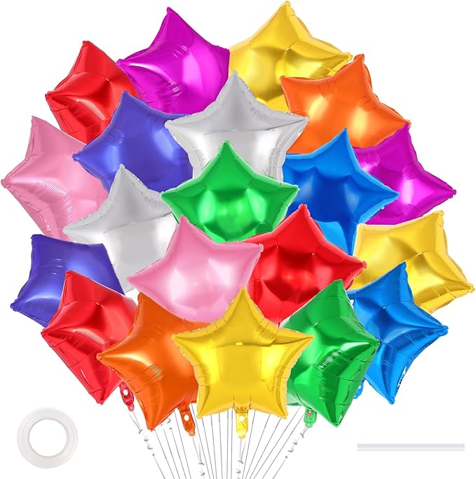20 Pcs Star Balloons, 18 Inch Mixed Color Star Foil Balloons, Stars Shaped by YOTHORN