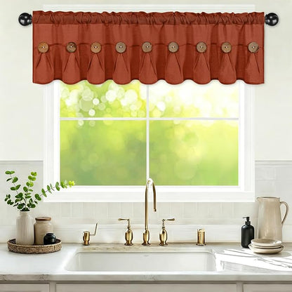 Farmhouse Valance Curtains, Boho Cotton Linen Kitchen Valance, Rod Pocket - Image 7