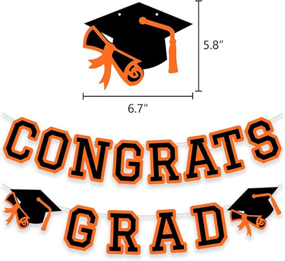 Congrats Grad Banner Graduation Party Banner Decoration Hanging Garland High - Image 2