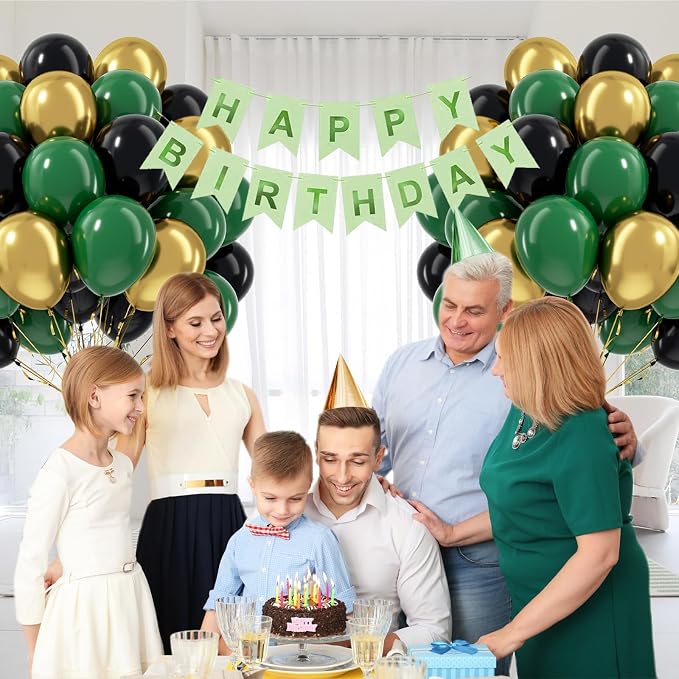 60pcs Green and Black Balloons 12inch - Image 5