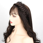 DIGUAN Wide Messy Braided Headband With Teeth Synthetic Hair Plaited Headband High Elasticity Braids Chunky Fishtail Braided Hair Band Hairpiece for Girls Women Beauty Accessory (Copper Brown)