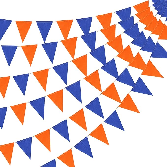 HESTYA 42 Pcs Colorful Pennant Banner Flag Blue Orange Bunting Triangle Banner by Hestya