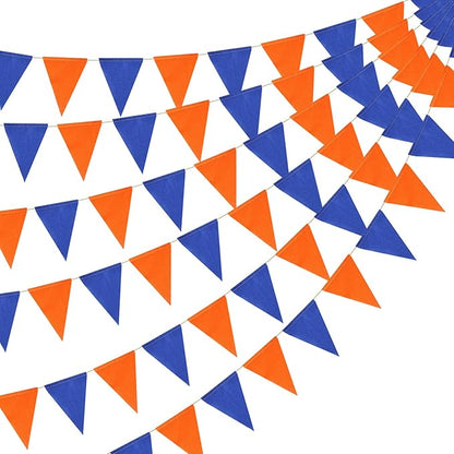 HESTYA 42 Pcs Colorful Pennant Banner Flag Blue Orange Bunting Triangle Banner by Hestya