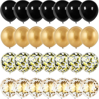 Isndare Black and Gold Confetti Balloons, 12 Inch Black Metallic Gold Latex - Image 6