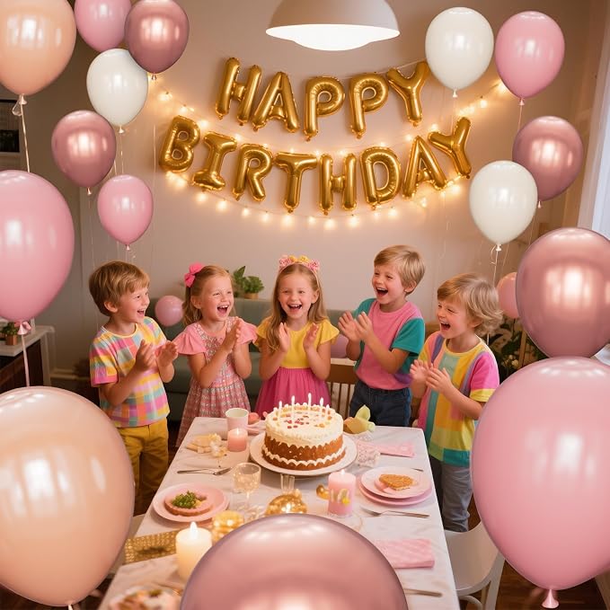 68 Pcs Retro Pink Nude Party Balloons 12Inch Dusty Pink Metallic Rose Gold - Image 4