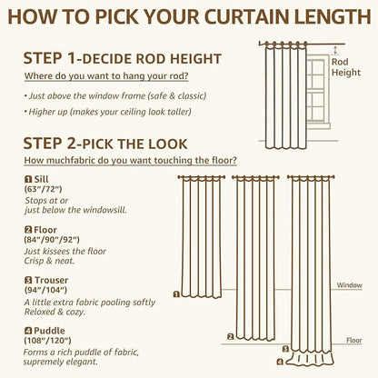 jinchan Taupe Floral Linen Curtains 84 Inch Farmhouse Back Tab 2 Panels | Taupe - Image 9