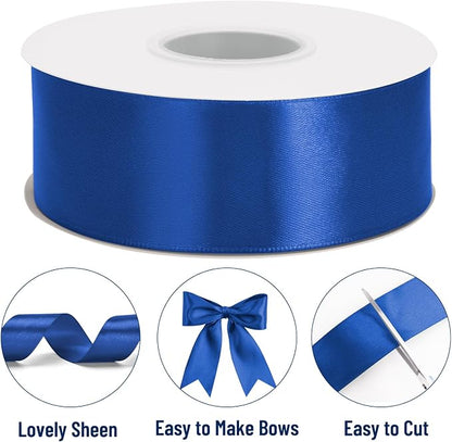KINGLAKE Dark Blue Satin Ribbon – 1-1/2 Inch x 2 Rolls Blue Satin Ribbon - Image 3