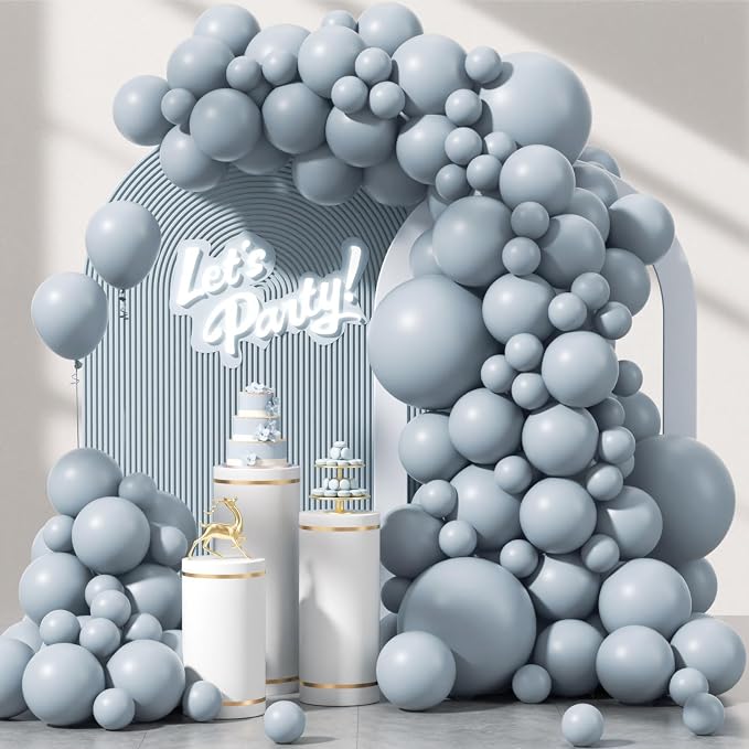 Awenztech 122pcs Dusty Blue Latex Balloons in 18 12 10 5 inches | Gender Reveal by Awenztech