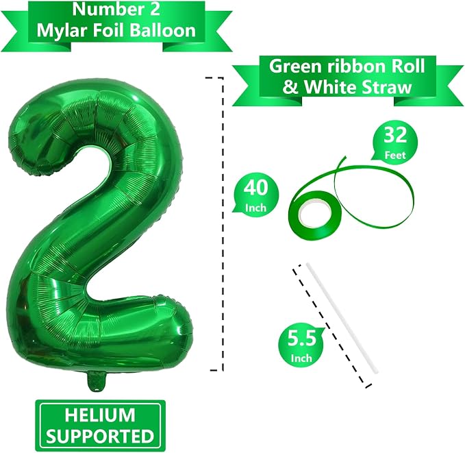 Number Balloons Green Party Balloon - Image 3