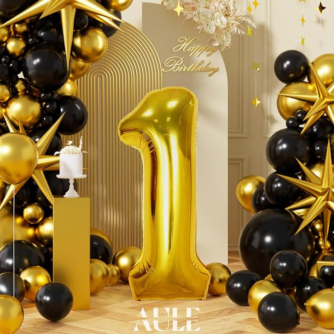 AULE 40 Inch Gold 1 Balloon Number Foil 0-9 Birthday Big Numbers | Birthday - Image 3
