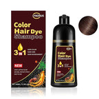 Dark Brown Hair Dye Shampoo 3 in 1 for Gray Hair, Instant Brown Hair Color Shampoo for Men & Women, Herbal Hair Dye Shampoo for 100% Gray Coverage in Minutes 500ml