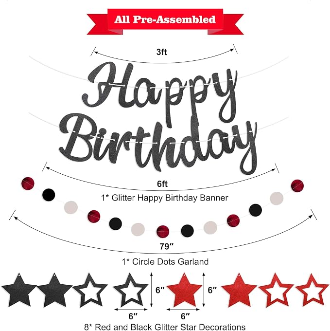 Pre-Strung Happy Birthday Banner, NO DIY Party Decor | Birthday Party Supplies - Image 2