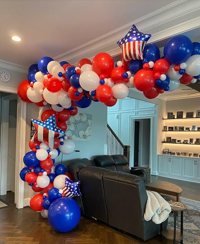 Voircoloria 105pcs Red White Blue Party Latex Balloons, 12inch | - Image 6