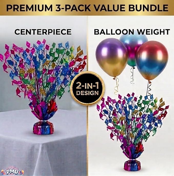 PMU 3 Pcs Multicolor Graduation Balloon Weights, Graduation Centerpieces - Image 4
