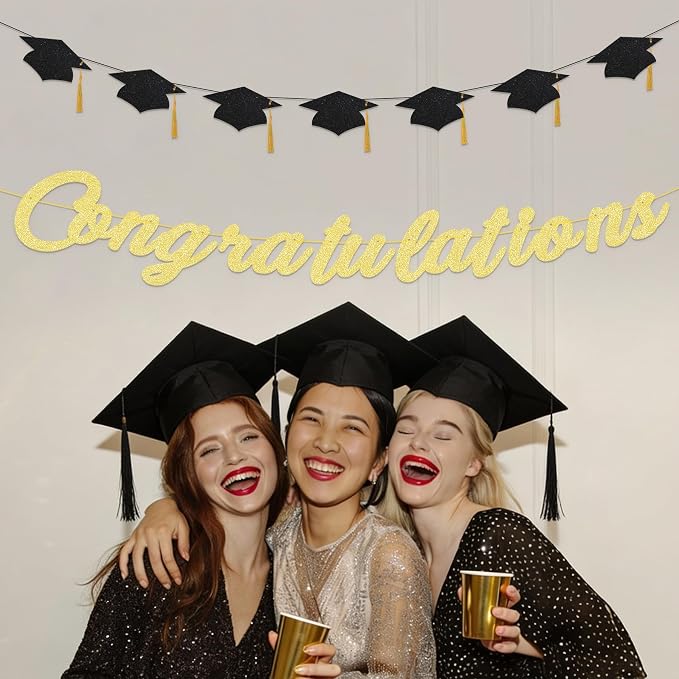 Congratulations Banner Pre-Strung Grad Cap Banner Graduation Decorations 2026 2 - Image 3