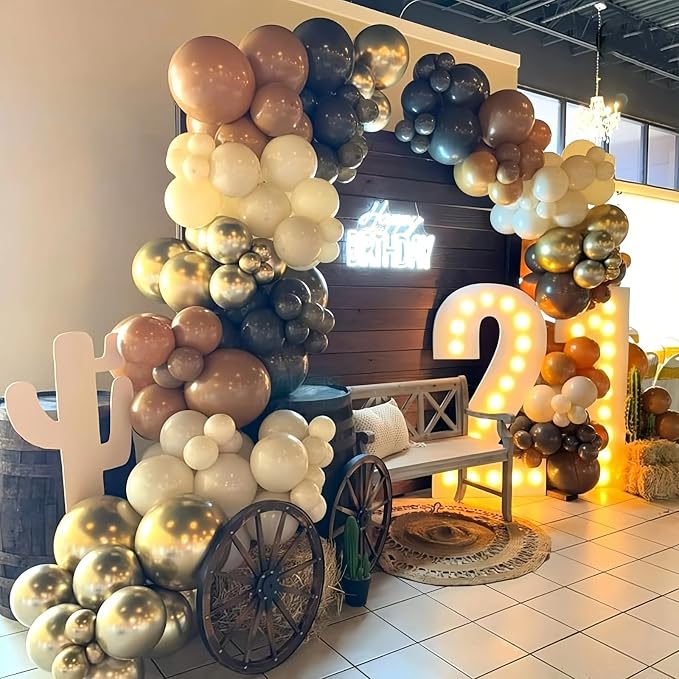 Brown Black Gold Balloon Garland Arch Kit - Image 3