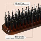 Folding Travel Hair Brush - Mini Boar Bristle Hairbrush Women, Men & Kids, Portable Pocket Purse Brush for Thick Thin Wet Dry Hair Restore Shine,Amber