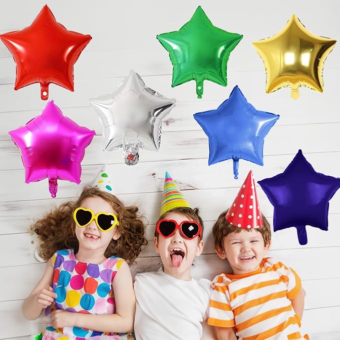 Colorful Star Foil Balloons, 18 Inch 14 Pcs Mixed Stars Shape Mylar Helium - Image 4