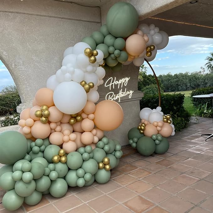 Voircoloria 130pcs Sage Green Balloons Garland Arch Kit, 18 12 10 5 Inch | - Image 8