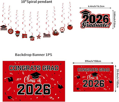 Graduation Decorations 2026 Red Themed Set - Image 4
