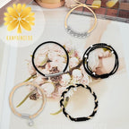 Hair Tie Bracelet, 5 Pcs Boho Hair Ties For Girls and Women, Elastic Hair Ties, Hair Bands For Ponytails, Ponytail Holder For Daily Life, Sport, Cooking, Working (Set 11)