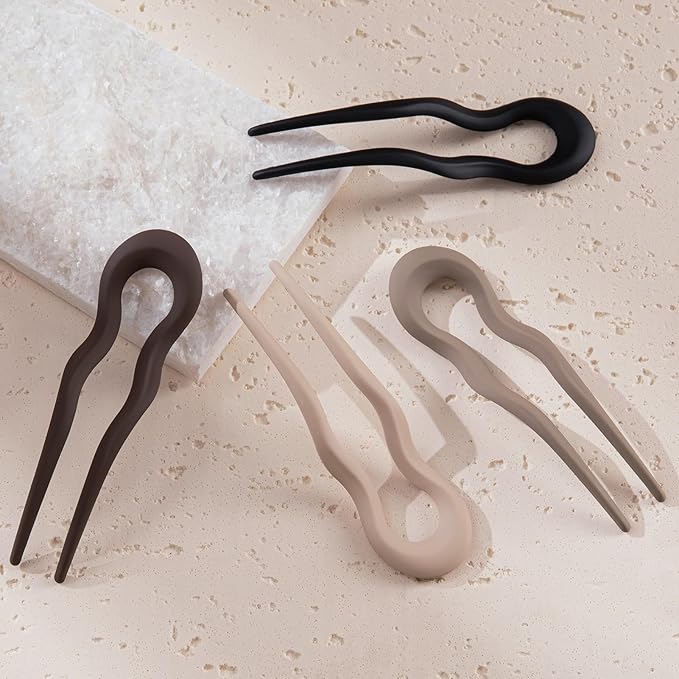 Sunolga 8PCS French Hair Pins for Thick Hair, 5.12" Fashion French Pins Hair Styling, Matte French Hairpin for Women Fine Hair Accessories, French Twist Pin Wavy U Shaped Holiday Gifts