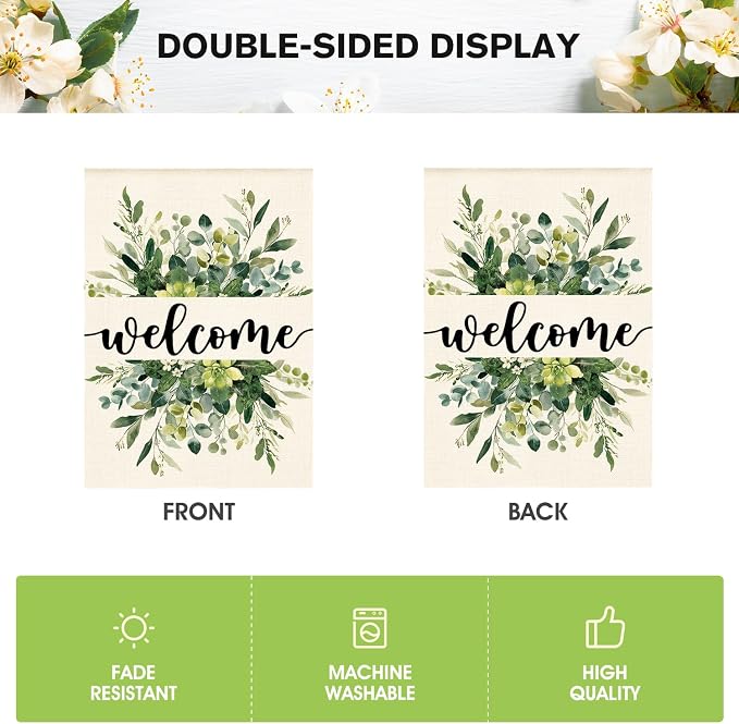 AVOIN colorlife Spring Summer Floral Welcome House Flag Outside 28x40 Inch | - Image 6