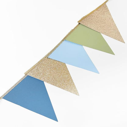 Champagne Gold Dusty Blue Sage Green Pennant Banner Flag Olive Green Blue - Image 5