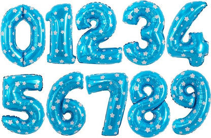 TONIFUL Number Balloon 16Inch 10 Pcs Blue Polka 0-9 Birthday Number Ballons | by TONIFUL