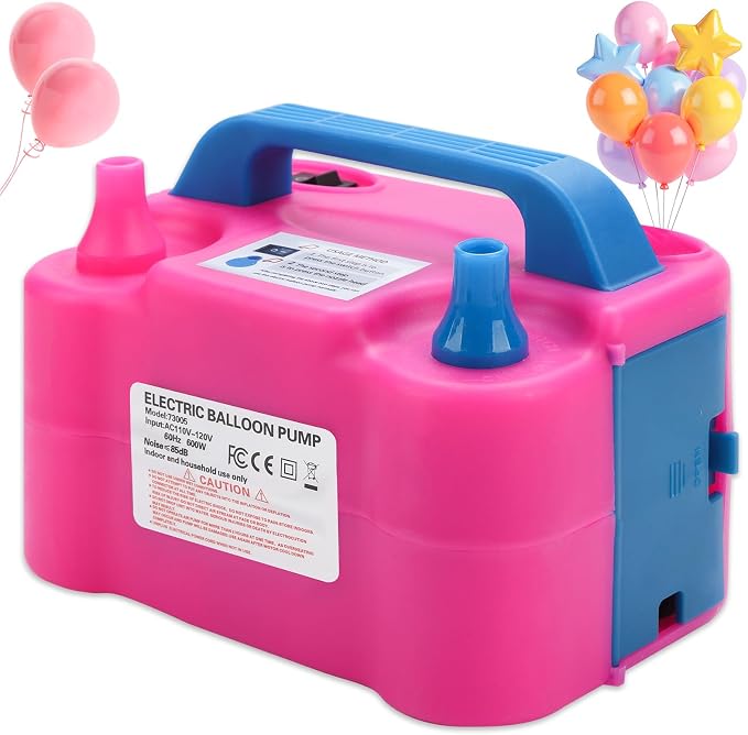 Balloon Pump Electric, 110V 600W Balloon Blower Inflator Dual Nozzle Air Pump by QIPUMP