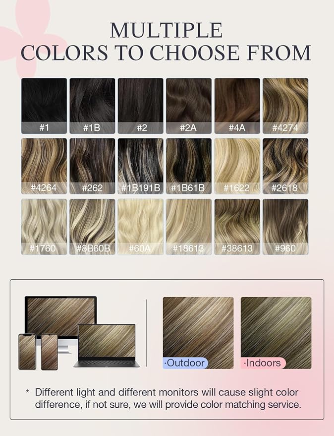 DOORES Invisi Edge Human Hair Extensions Tape in, Walnut Brown to Ash Brown and Bleach Blonde 10 Injection Tape-ins with 10 Classic Tape-ins 50g 14 Inch, Injection Tape in Extensions