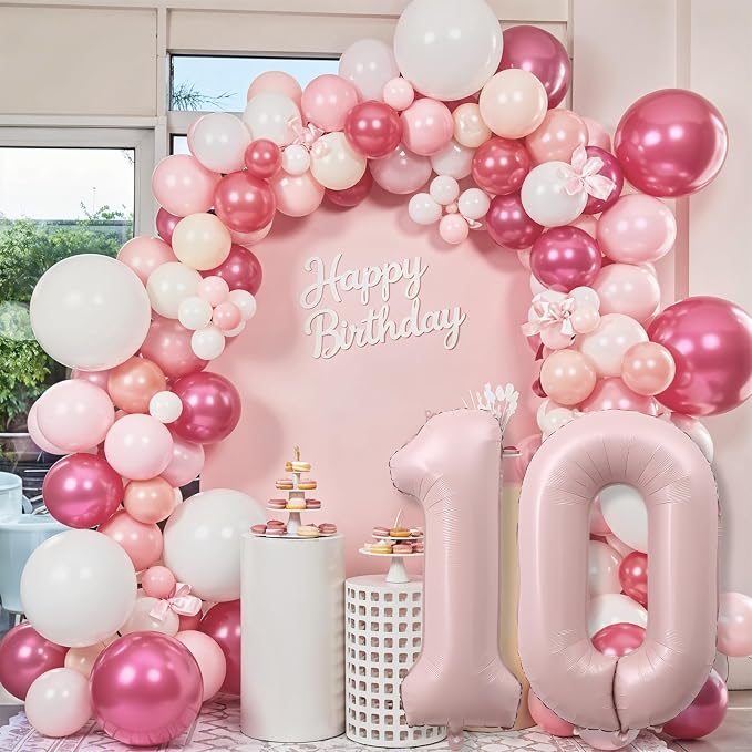 Pastel Pink Balloons Number 10, 40 Inch Foil Number 1 & 0 Balloons - Image 7