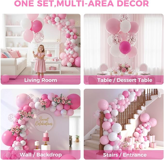LOVESTOWN 150PCS Pink White Balloons Different Size of 18 12 10 5Inch | Pink - Image 4