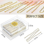 100PCS 2.4Inch U Shaped Hair Pins,Gold Bobby Pins for All Hair Types,Hair Pins for Women,Pain-Free U Pins for Buns With Box（Gold）