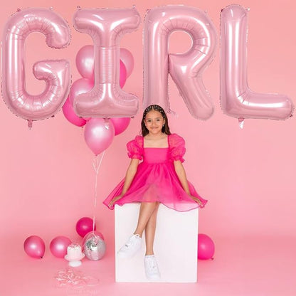 40 Inch Pastel Pink GIRL Balloons, Large Pearl Pink Girls Balloon Letters - Image 5