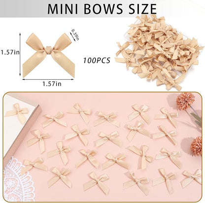 Gold Mini Bows 1.57" 100PCS Small Satin Ribbon Bows - Image 2