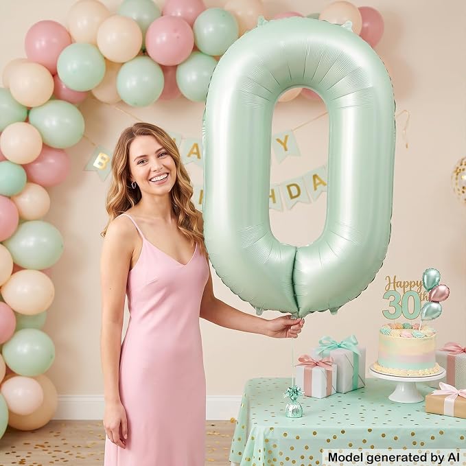 40 Inch Olive Green Number 0 Foil Balloon - Image 3