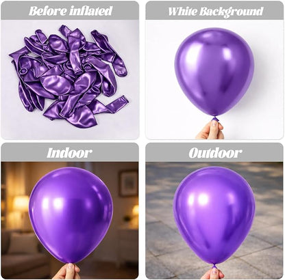 Voircoloria 90pcs Metallic Purple Balloons Arch Kit, 18 12 10 5 Inch | - Image 3
