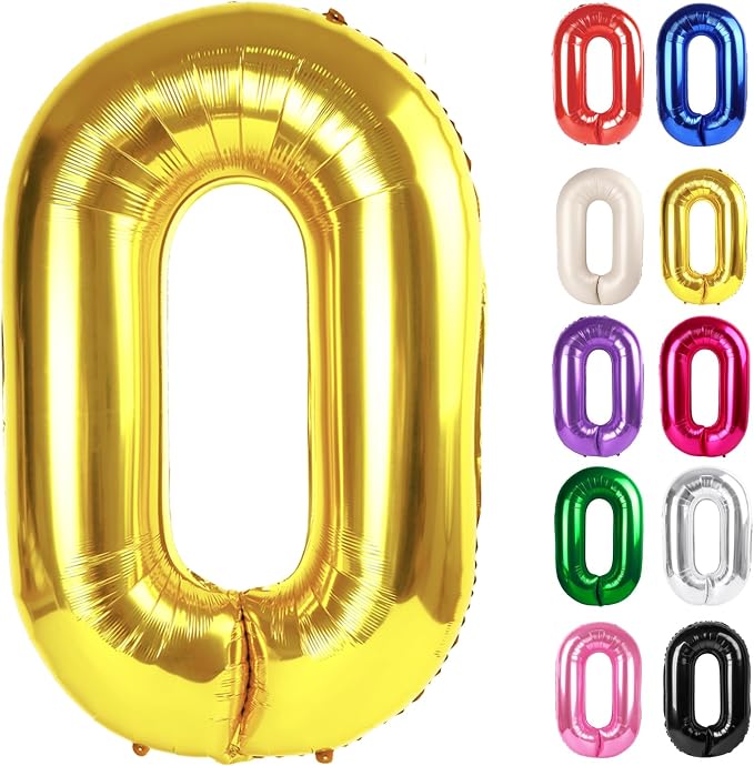 Gold Number 0 Balloon 40 Inch by IWERP