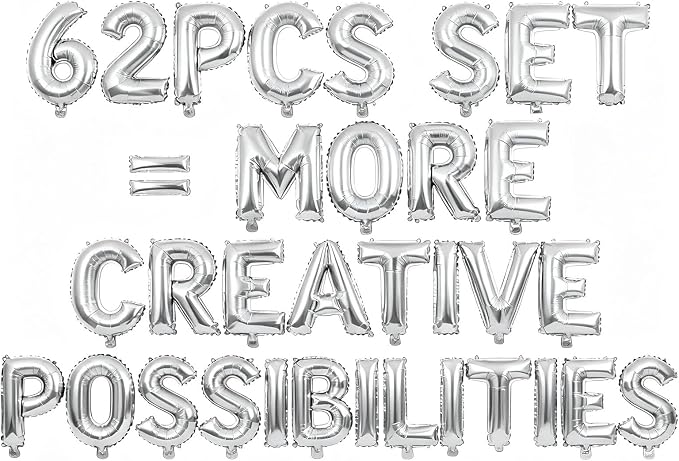 62 Pcs Silver Letter Balloons, Custom 2 Set A-Z Set by GOGAKIE