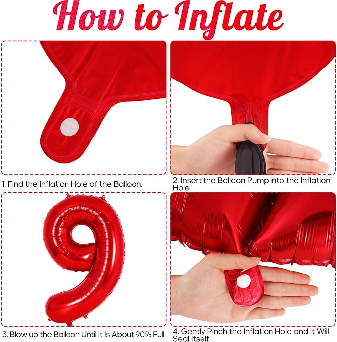 Red Number 9 Balloon 40 Inch, Big Large Foil Helium Number Balloons, Jumbo - Image 7