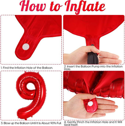 Red Number 9 Balloon 40 Inch, Big Large Foil Helium Number Balloons, Jumbo - Image 7