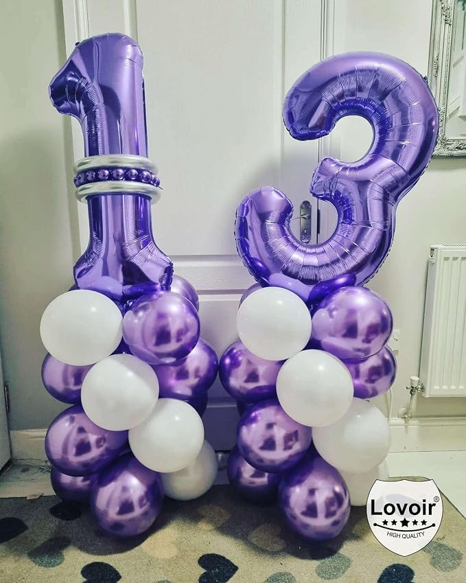 Purple Number 8 Balloons, 40 Inch Giant Number Balloons Foil Mylar Helium - Image 5