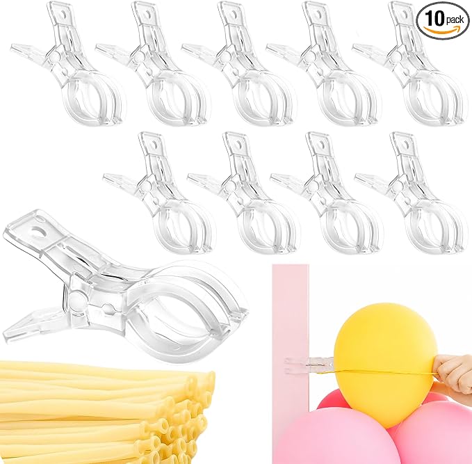 10 Pack Balloon Arch Clips, 3.5 Inch Clear Clamps by Unknown