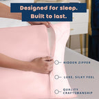 BLISSFORD Pink Satin Pillowcase with Zipper, for Hair and Skin Care, Feels Soft and Cool Like a Silk Pillowcase, Satin Pillow Cases 2 Pack, Slik Pillow Cover, Standard Size - Set of 2