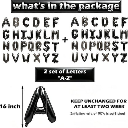 52 Pcs Black Letter Balloons, Custom 2 Set A-Z Set - Image 3